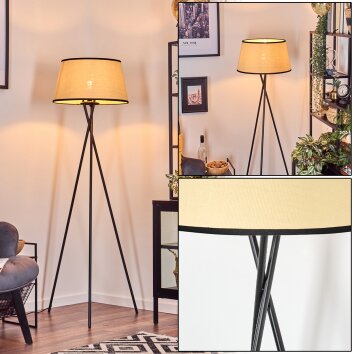 Chellas Lampa stojąca beige, Czarny, 1-punktowy