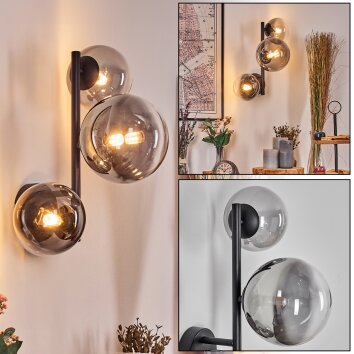 Chehalis Kula świetlna, Lampa ścienna 23 cm Chrom, Przezroczysty, Przydymiony, 3-punktowe