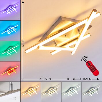 Eriz Lampa Sufitowa LED Nikiel matowy, 4-punktowe, Zdalne sterowanie, Zmieniacz kolorów